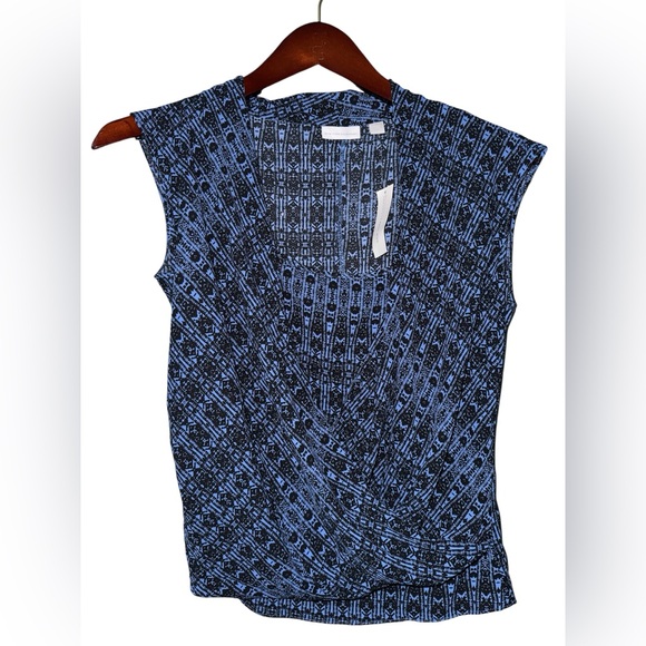 New York Clothing Co. Tops - NWT New York & Company Blue Black Abstract Print Top Size XS $39.95